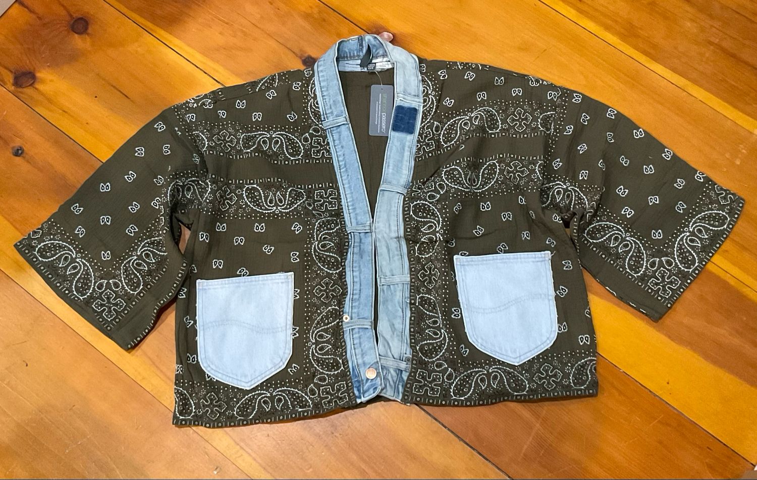 Shannon Passero 5755 Bandana Short Kimono-Olive