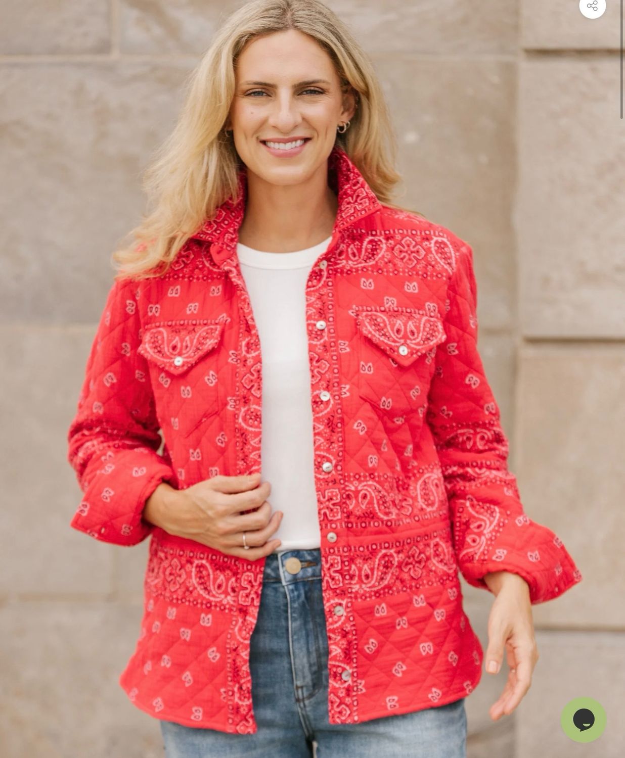 Shannon Passero 5782 Bandana Quilted Shacket-Red