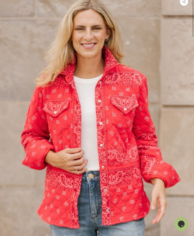 Shannon Passero 5782 Bandana Quilted Shacket-Red