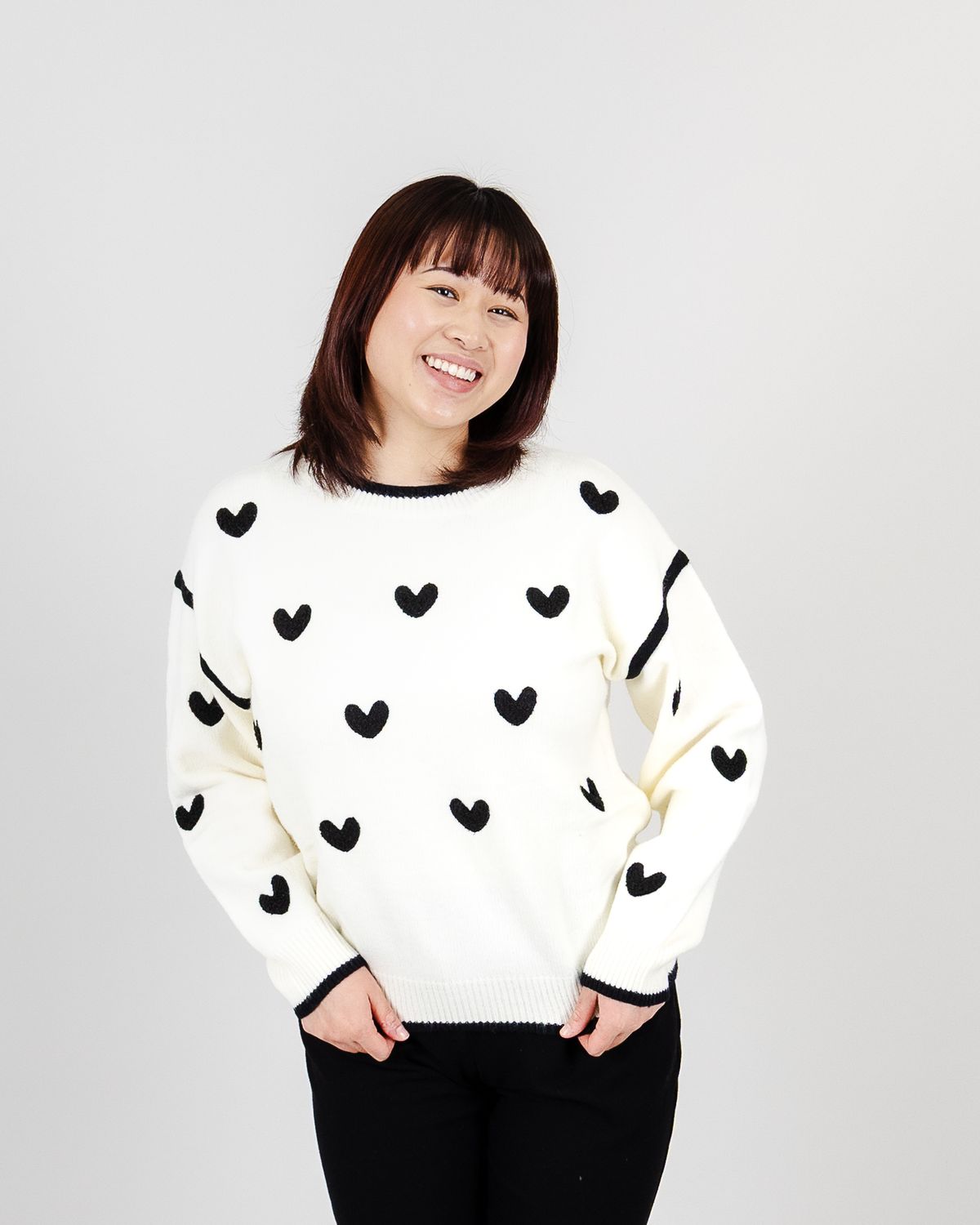 Funsport 262112 Knit Tunic-B&amp;W Heart