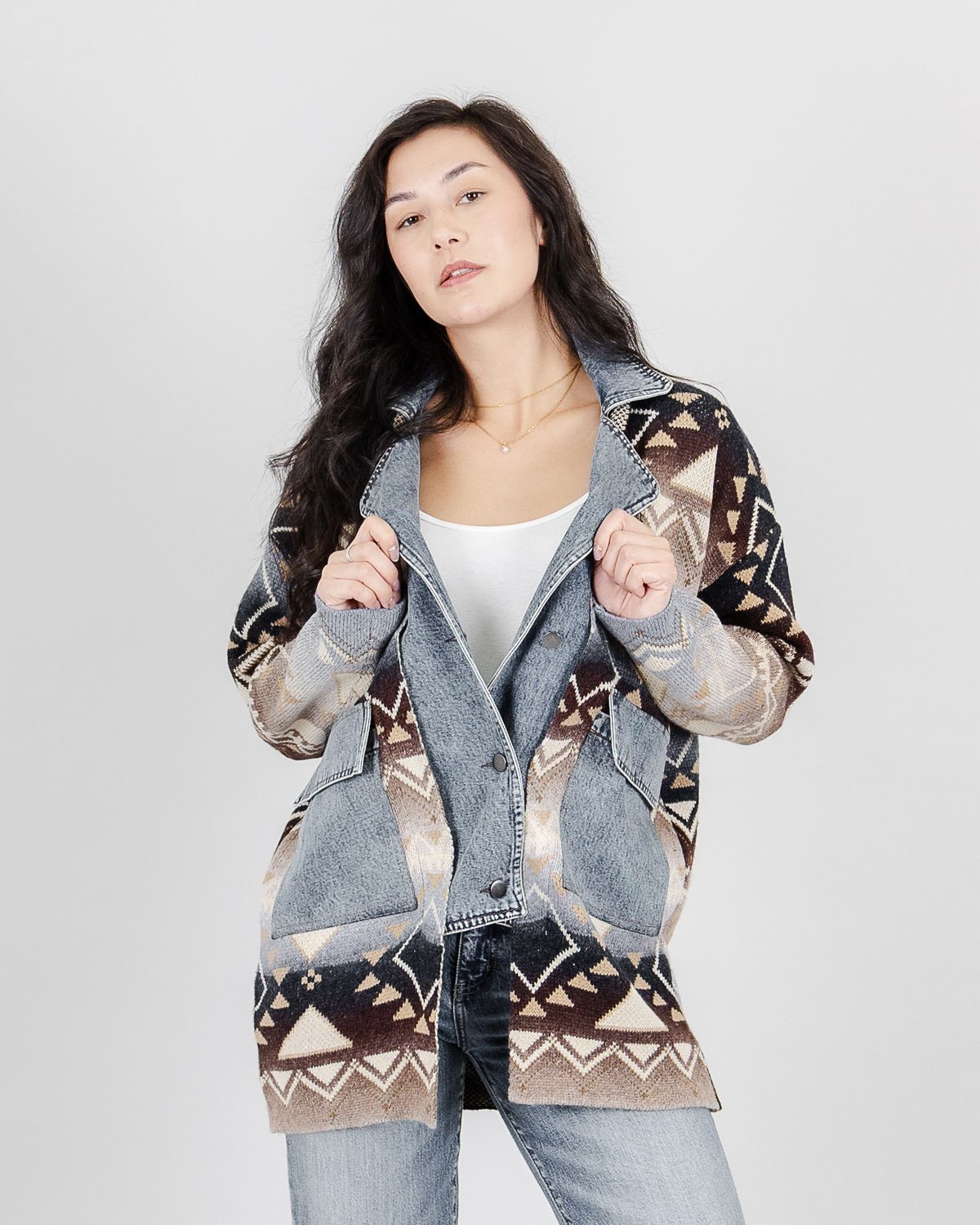 Funsport FC262237 Knit Jacket-SierraBlueDenim