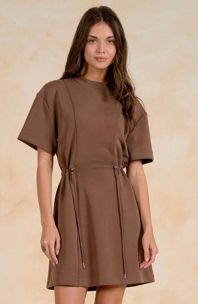 Elan SC50236 Modal Cinch Dress-LtBrown