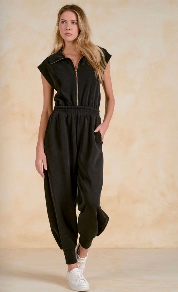 Elan SC7357 Jogger Jumpsuit-Black