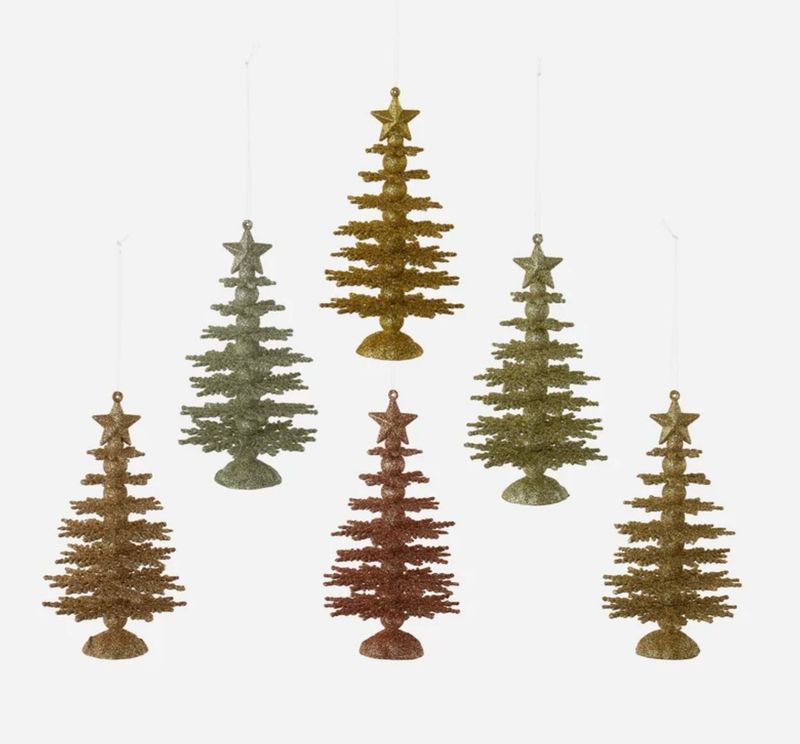 180 Degrees TT1242 Metallic Glitter Tree Ornament-Assorted Colors