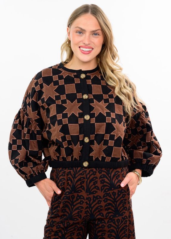 Ivy Jane 130272 Quilt Star Jacket-Black