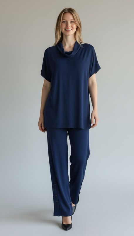 Shana 26246 Airflow MockNeck Top-Navy