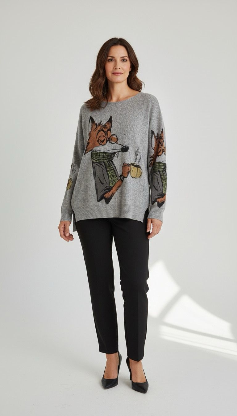 Shana 26771 Scoop Neck Sweater-Fox