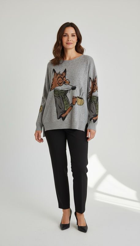 Shana 26771 Scoop Neck Sweater-Fox