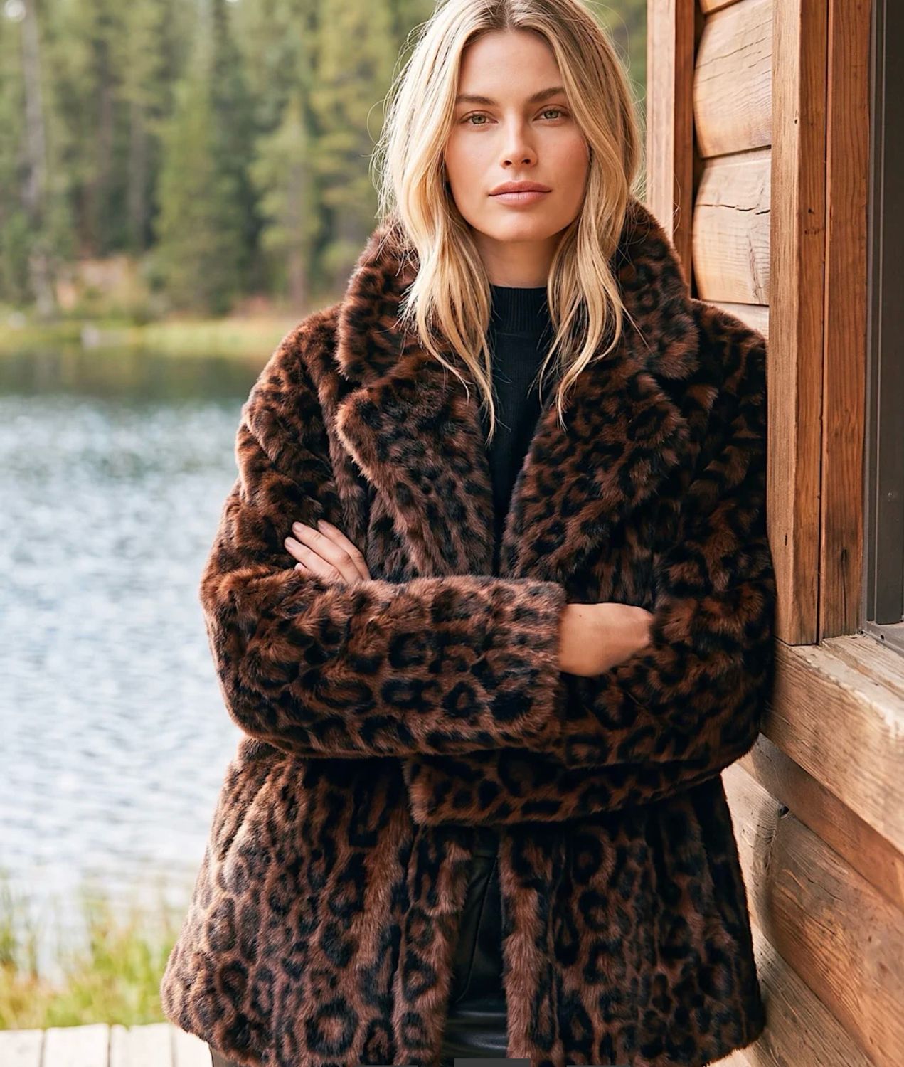 Karen Kane 3L80006 FauxFur Coat-Leopard