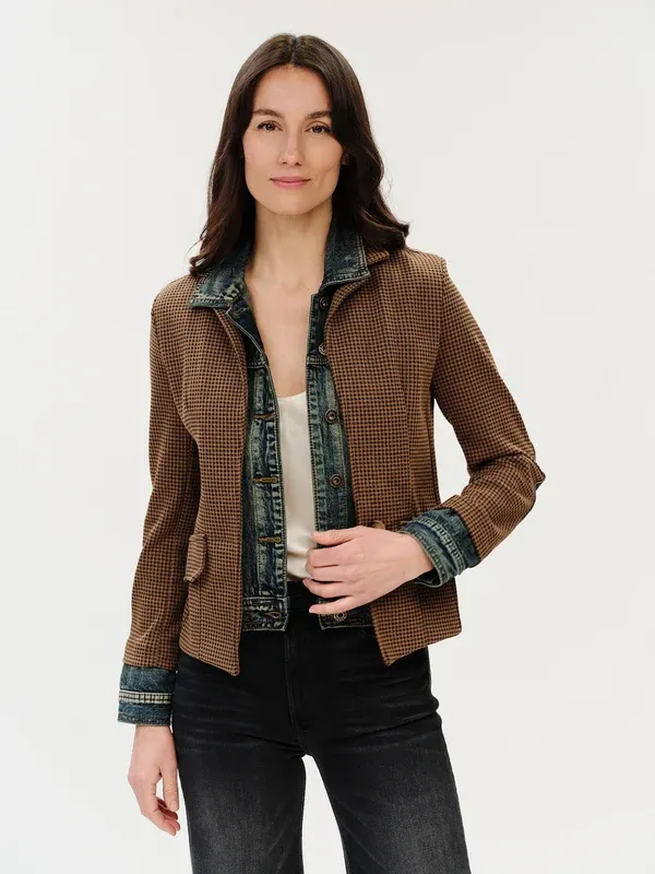 Six Fifty SF101 Clarissa BrownCheck/Denim Jacket