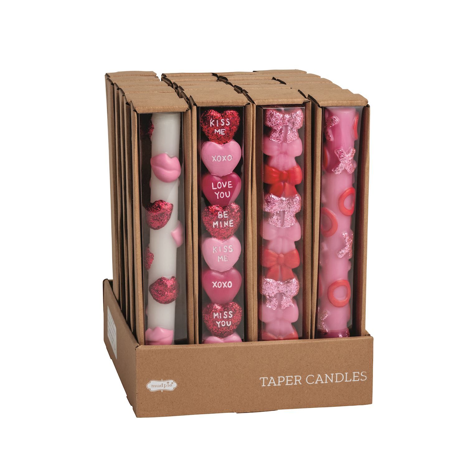 MudPie 49800347 Valentines Taper Candles