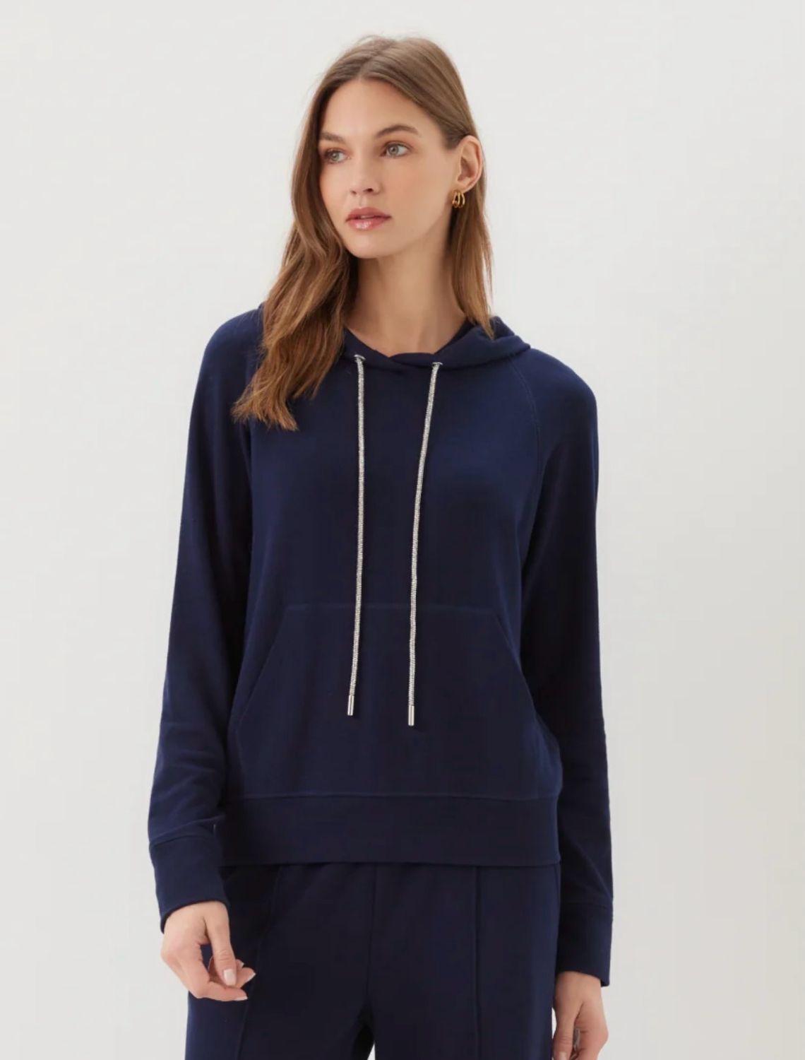 Karen Kane 3L50904 Rhinestone Drawstring Hoodie
