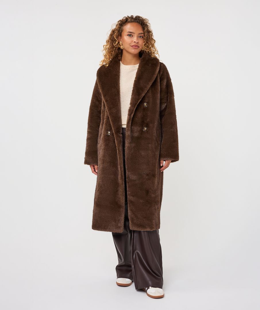 Esqualo F2637521 FauxFur TwoTone Long Coat