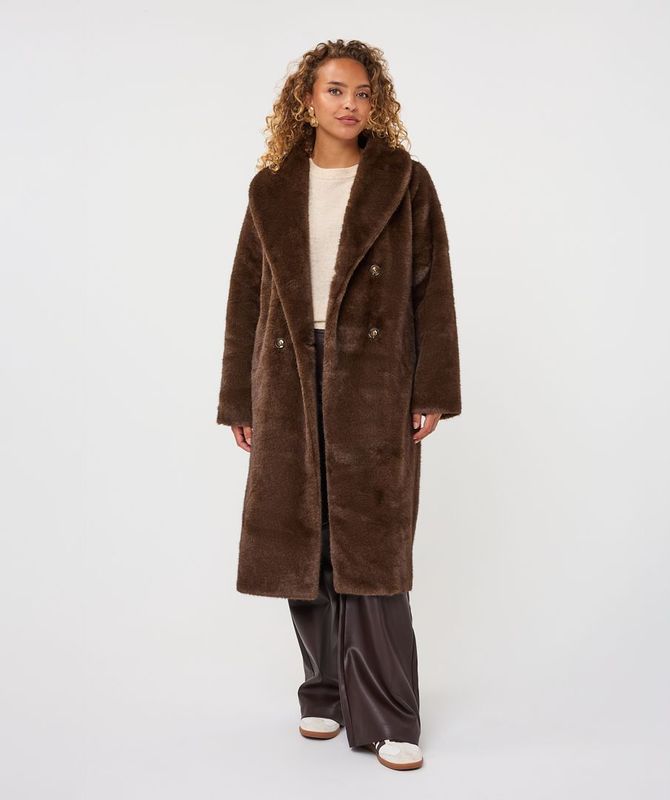 Esqualo F2637521 FauxFur TwoTone Long Coat