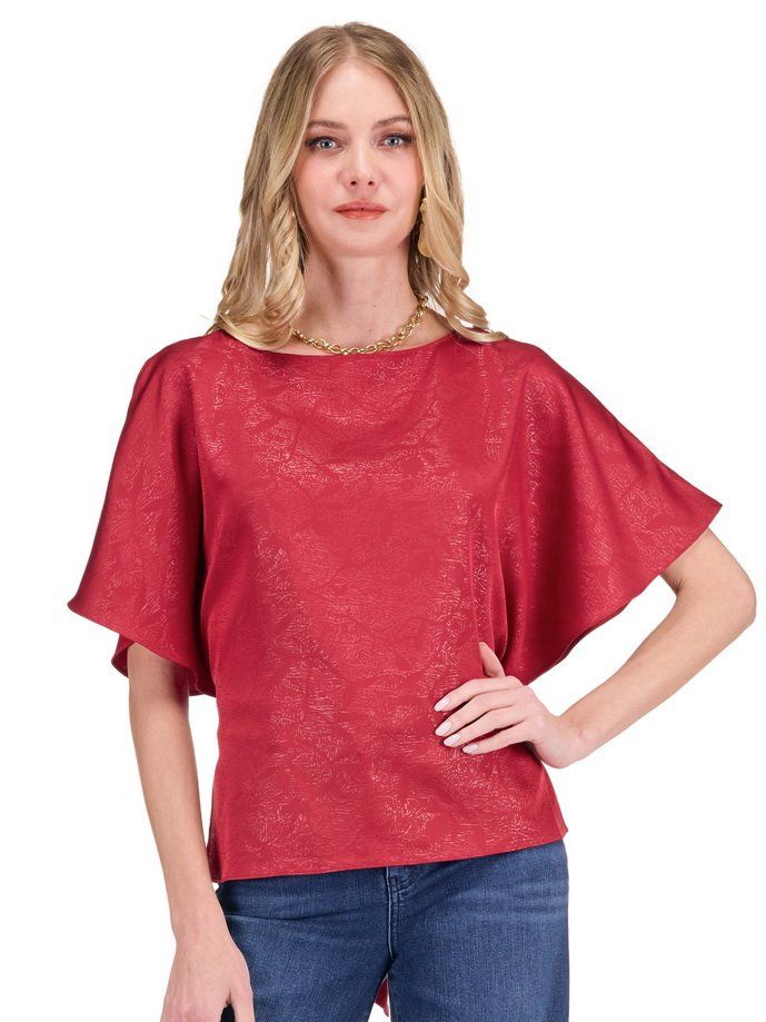 Joy Joy 80J7697 Back Wrap Top-Wine