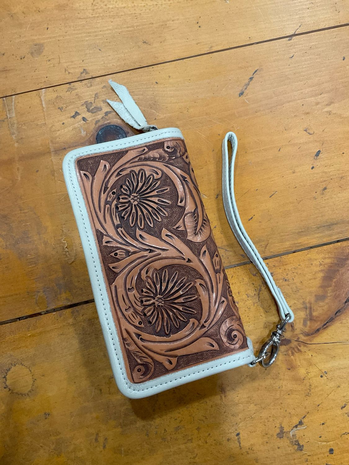 Double J Saddlery LZW-0-1403 Ladies Zipper Wallet/Wristlet-Eggshell