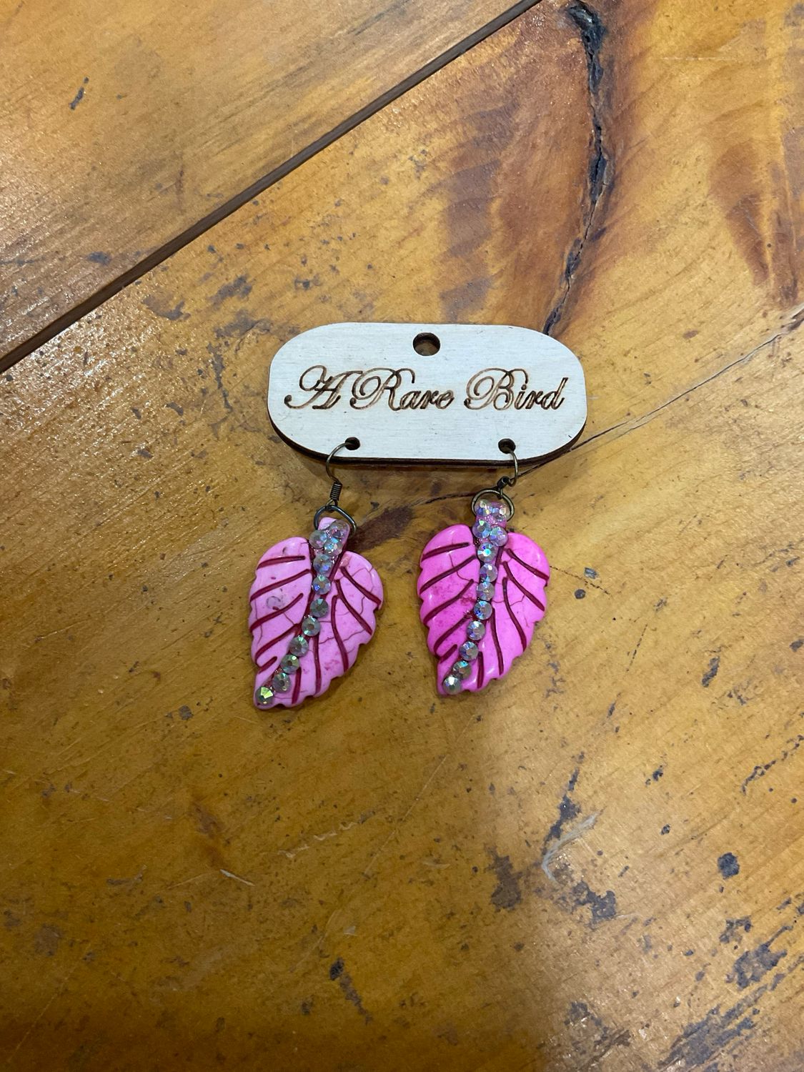 A Rare Bird Pink Feather Ceramic Earrings