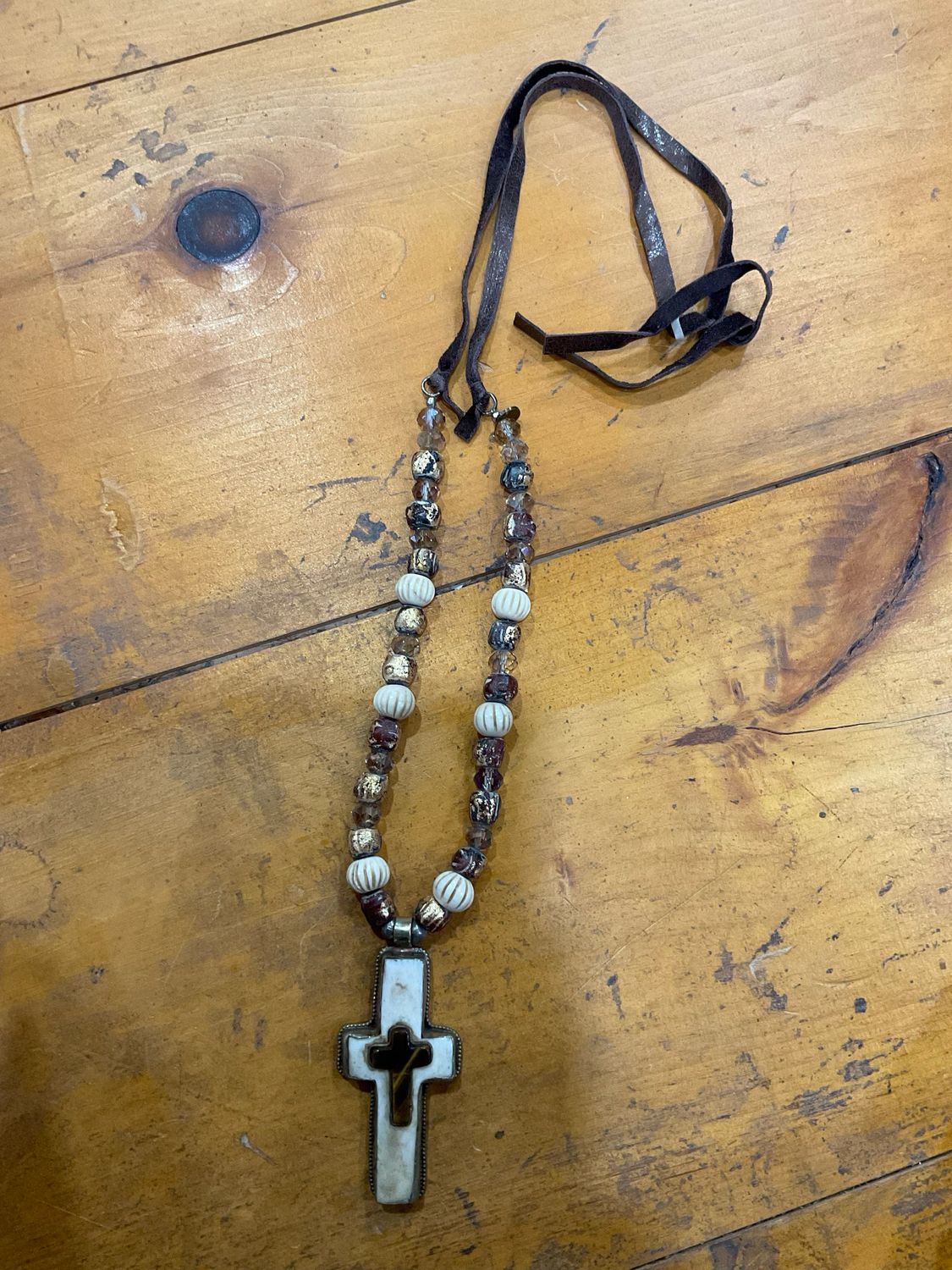 A Rare Bird Chunky Cross Beaded Necklace 