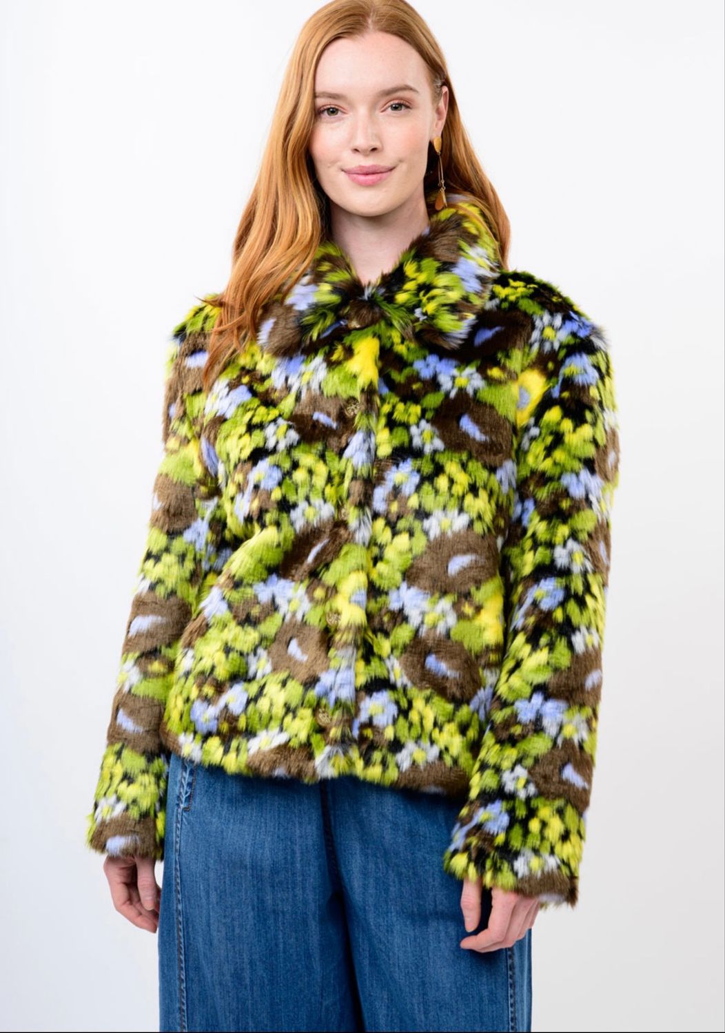 Ivy Jane 130256 Floral Faux Fur Jacket