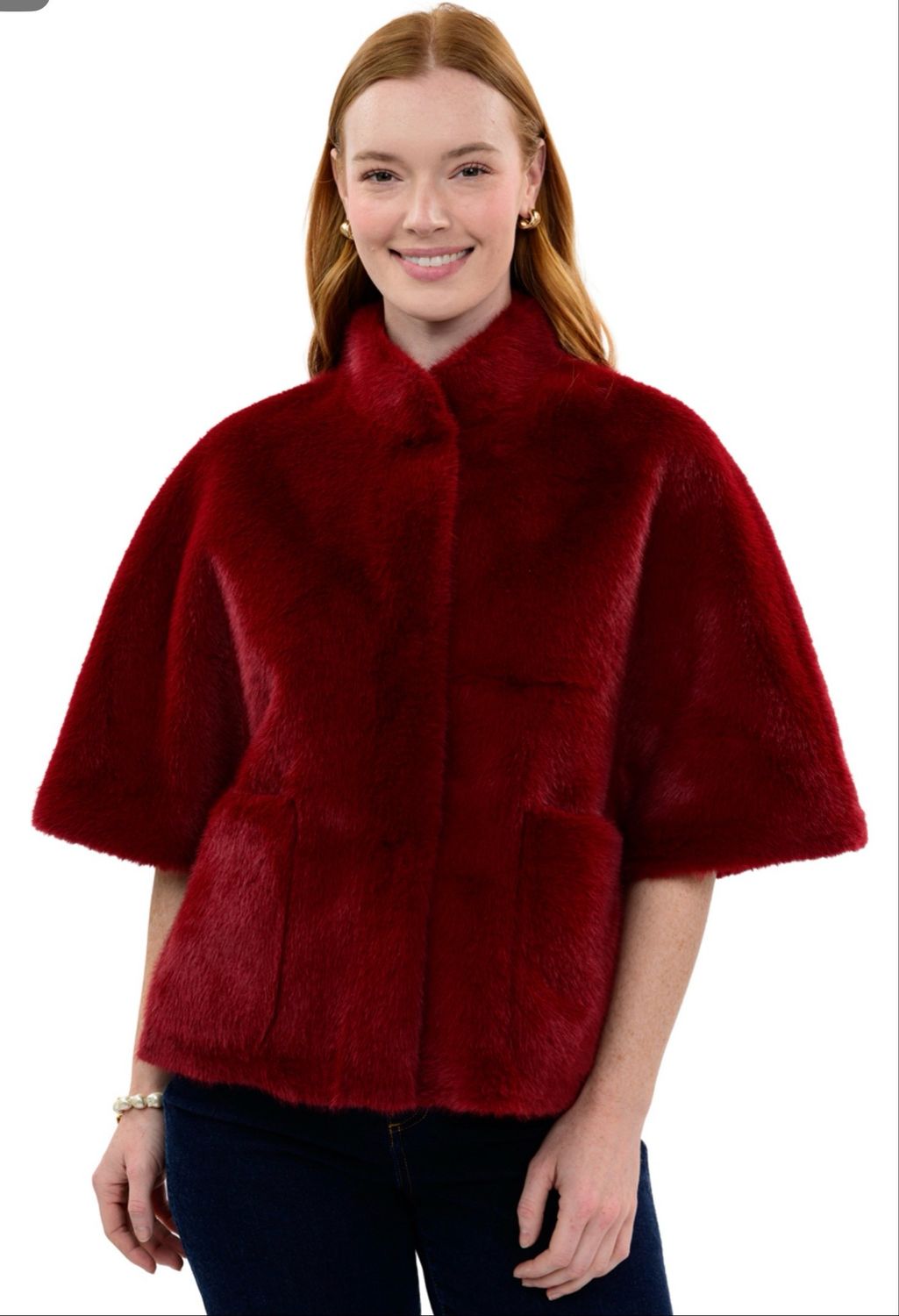 Ivy Jane 130255 Faux Fur Capelet-Scarlet