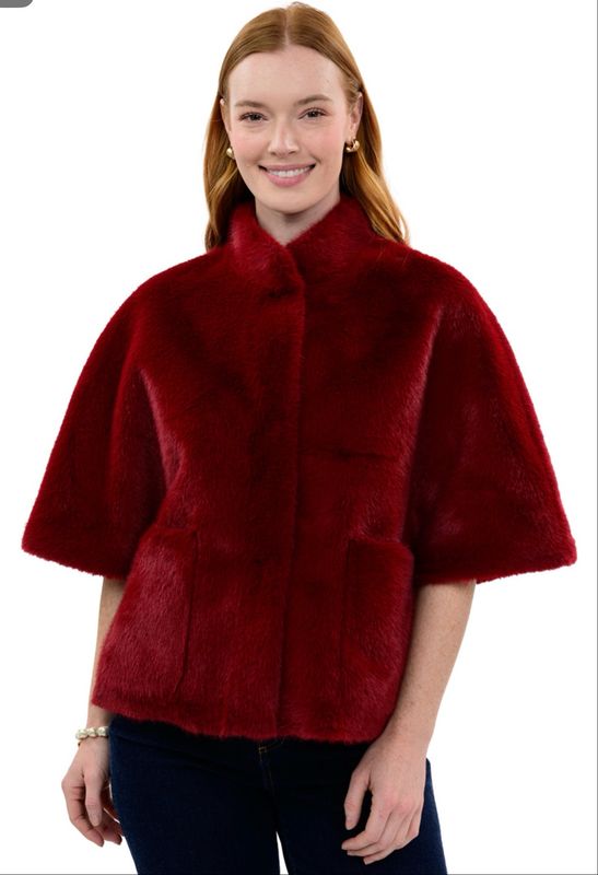 Ivy Jane 130255 Faux Fur Capelet-Scarlet