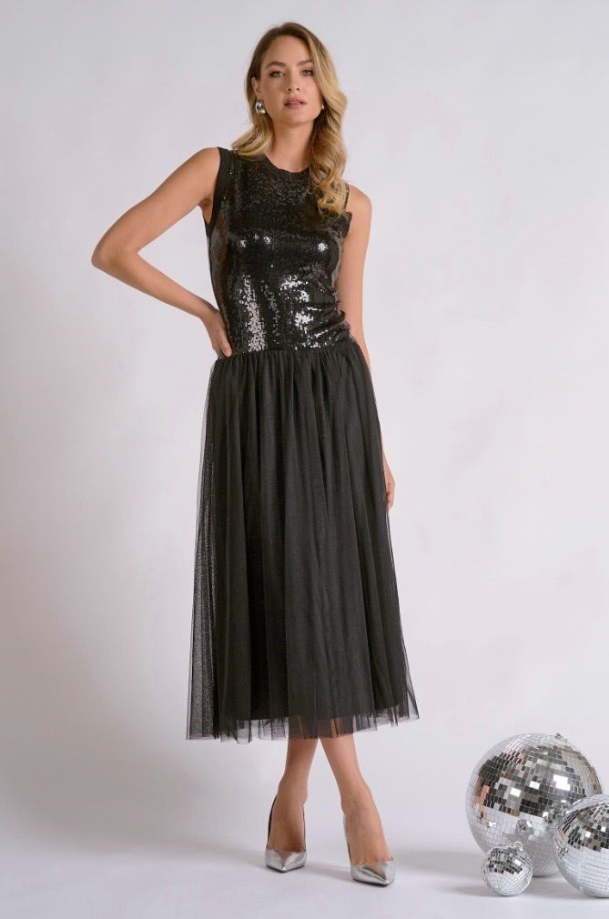 Elan SEV50568 MIDI Slvless Dress-Black