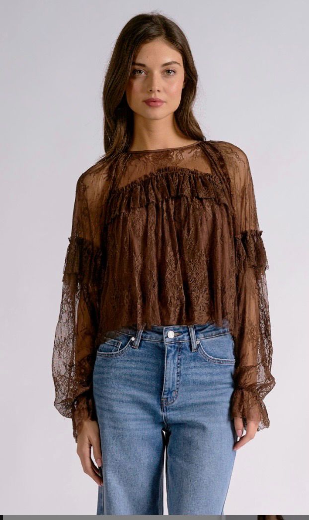 Elan LA11782 Ruffled Panels Top-Brown