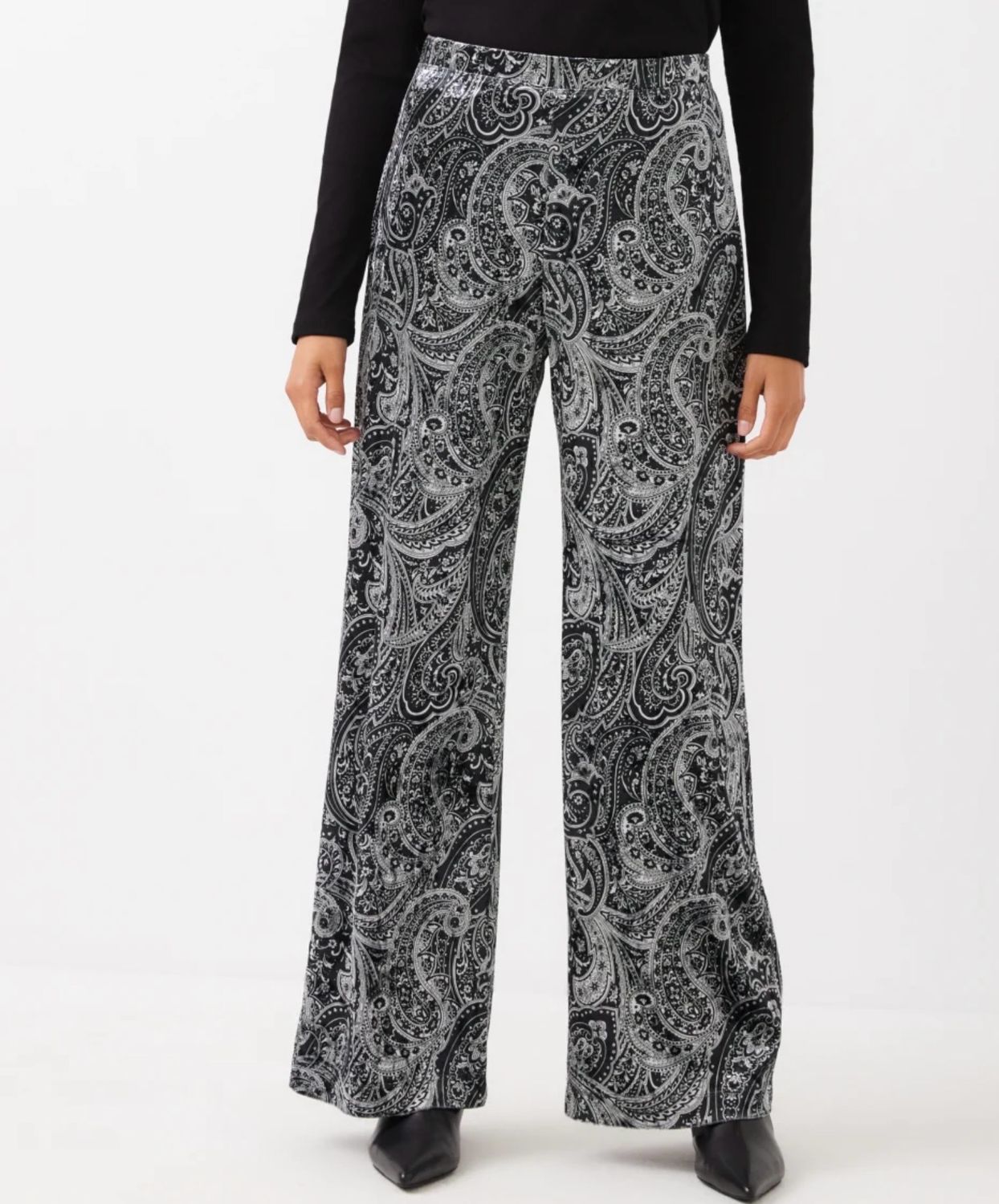 Karen Kane 4L67901 Velvet Pants-BK/Gray