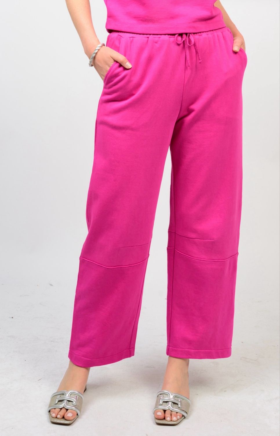 Ivy Jane 230047 Barrel Knit Pant-Fuchsia