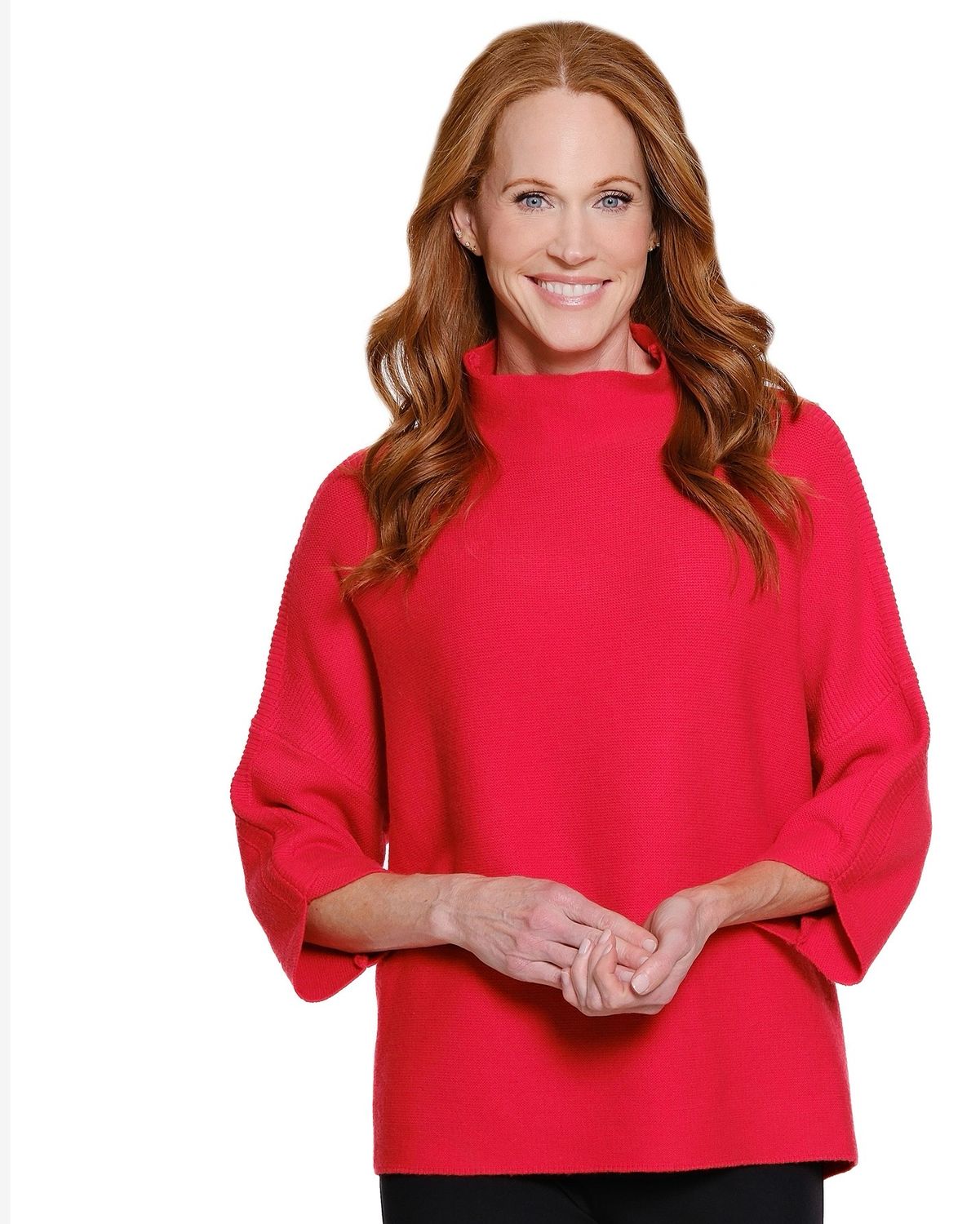 Multiples M46110KM Funnel Neck Top-Crimson