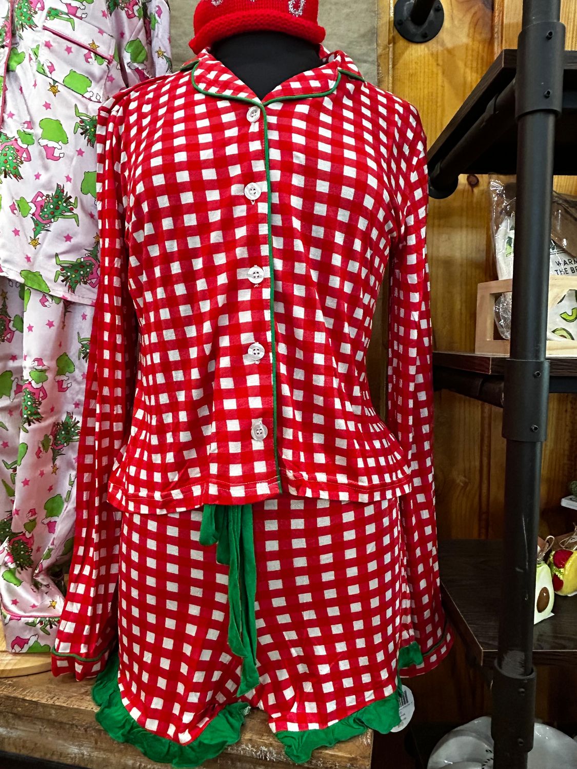 Jane Marie Peppermint Gingham PJ Short Set