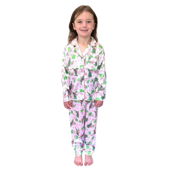 Jane Marie Kids Pink Merry Mischief Satin LS Set