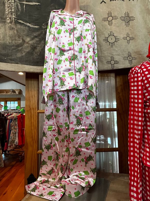 Jane Marie Pink Merry Mischief Satin LS Set