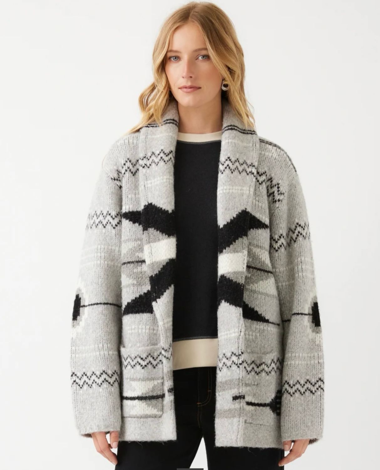 Karen Kane 4L89493 Jacquard Cardigan Sweater