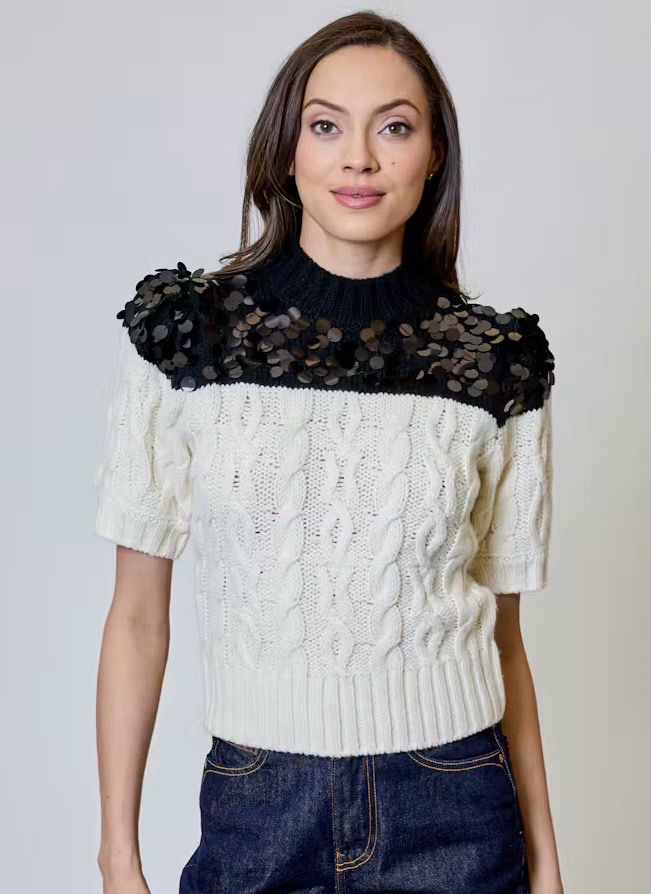Design History BXS1112032 Sequin Yoke Sweater