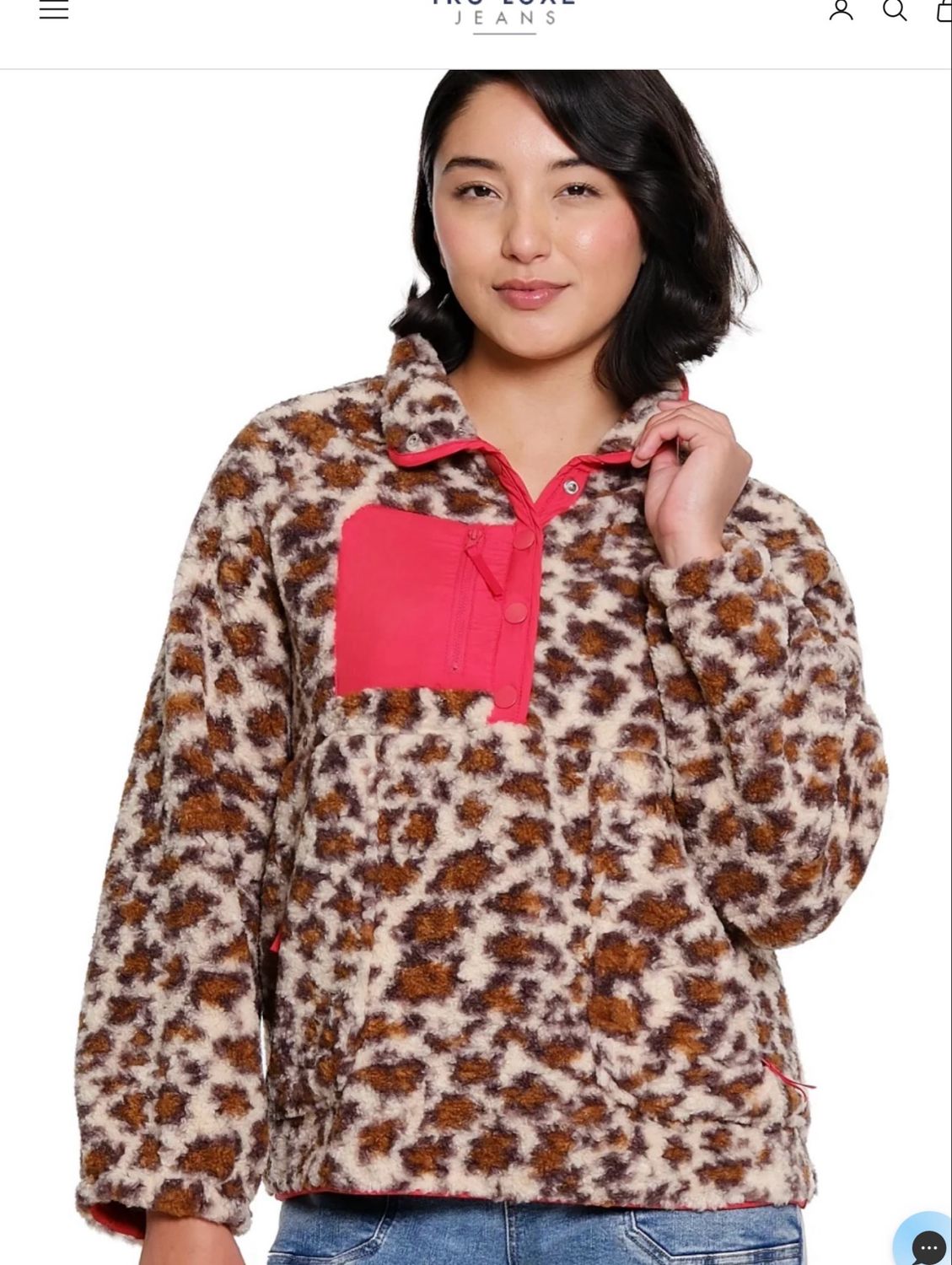 Tru Luxe T46472TM Fleece Pullover-Leopard