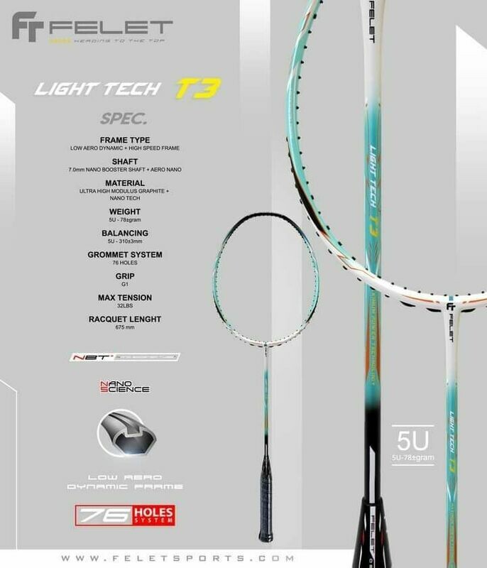 🔥🔥🏸ORIGINAL FELET LIGHT TECH T3🏸🔥🔥