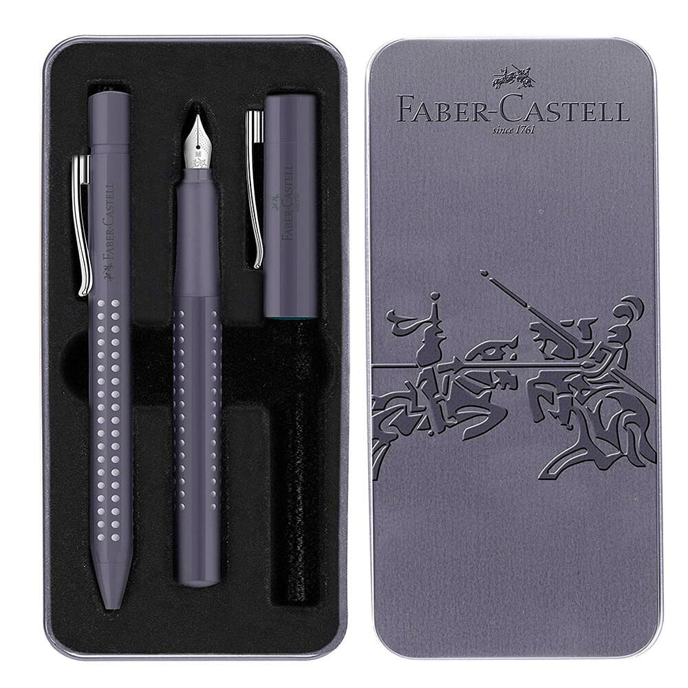Faber-Castell Grip Σετ Στυλό Με Πένα Grip Ανθρακί