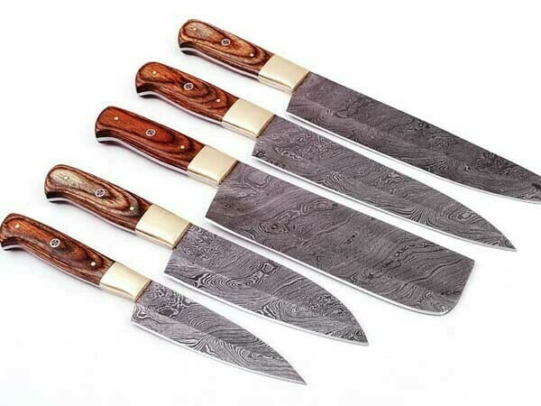 Custom Handmade kitchen knives set Hard Wood Handle