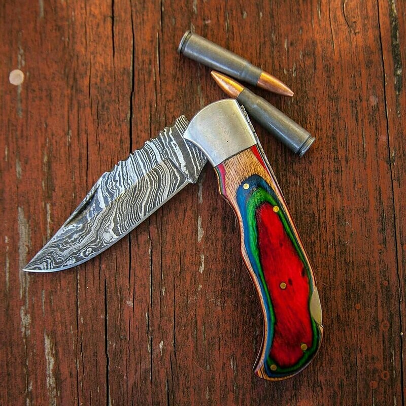 Custom Handmade Damascus Steel Folding/Pocket Knife