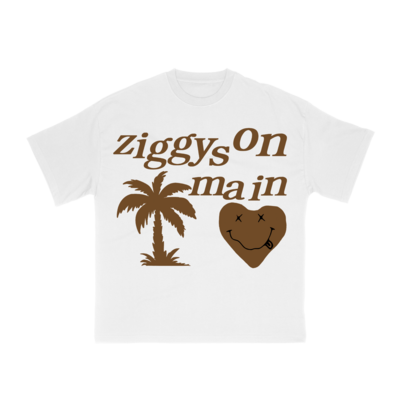 Ziggy's On Main White/Brown Puffer T-shirt