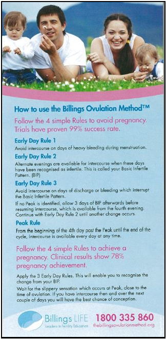 The Billings Ovulation Method® Rules Card