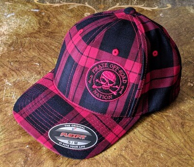 FLEXFIT TARTAN PLAID (Black and Red Plaid) with Pirate Off-Road Nation Logo