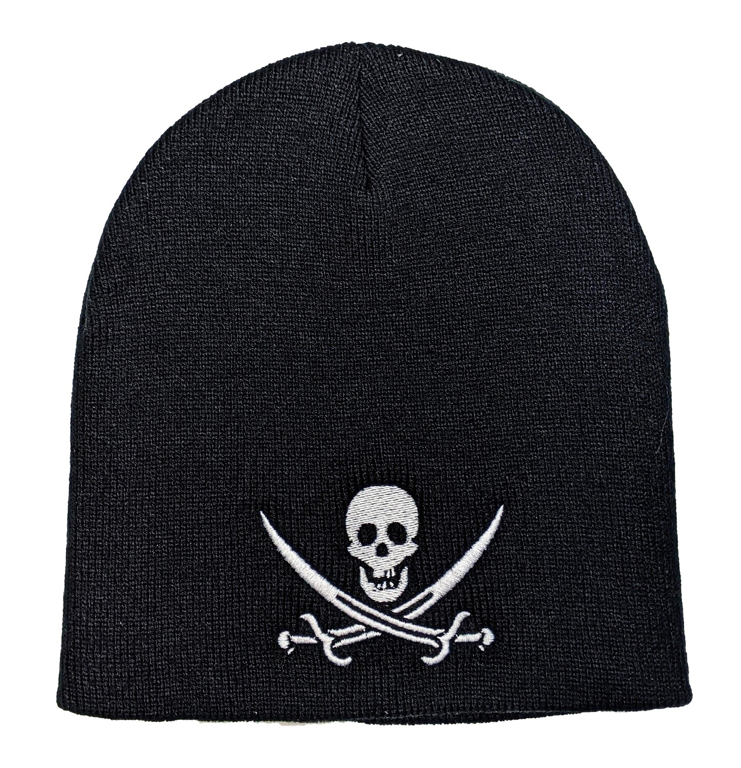 Black Toque - Pirate Skull with Crossed Swords (with cuff or without)