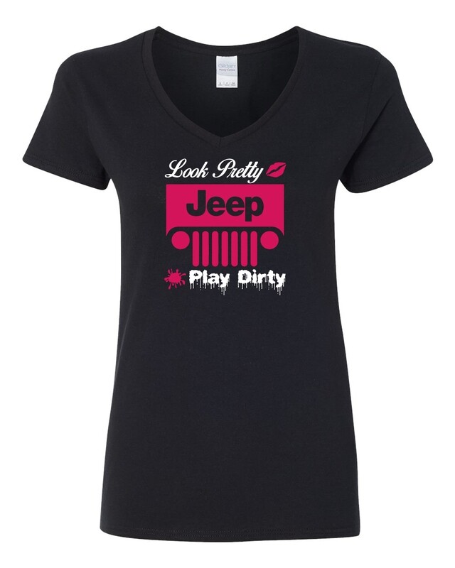 &quot;Look Pretty Play Dirty&quot; Jeep Ladies&#39; V-neck T-shirt