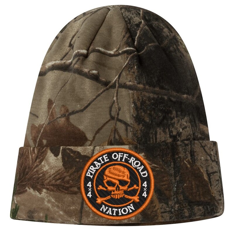 Realtree Camo w/ Orange Pirate Off-Road Nation Round Logo (with cuff)