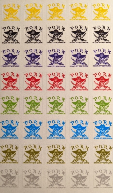 NEW P.O.R.N. RC DECALS - Various colours printed on clear background.