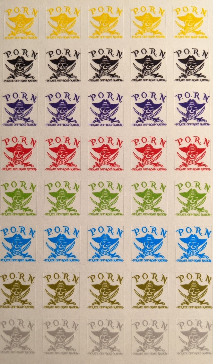 NEW P.O.R.N. RC DECALS - Various colours printed on clear background.