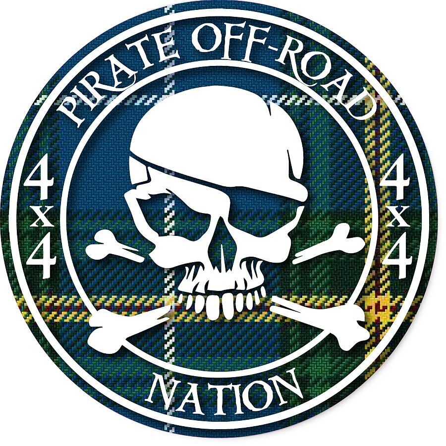 Pirate Off-Road Nation Round Logo with Nova Scotia Tartan