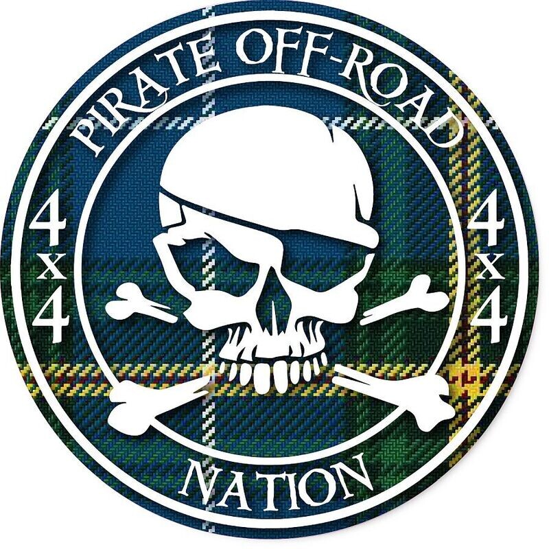 Pirate Off-Road Nation Round Logo with Nova Scotia Tartan